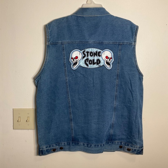 Vintage 1999 Stone Cold Steve Austin Denim Vest Size Medium New with Tags - Picture 3 of 9